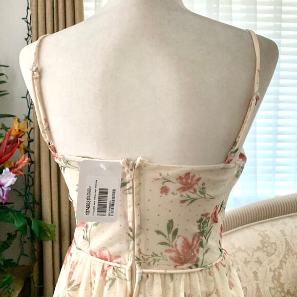 NEW City Studio Floral Dot Corset Maxi Gown in Light Yellow - Picture 9 of 12